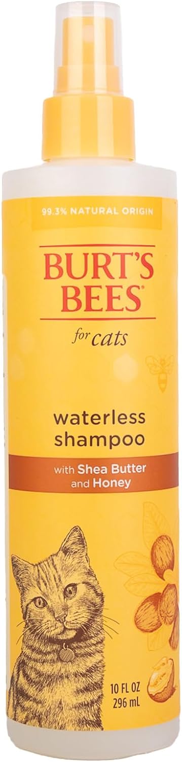 Burt’s Bees for Pets Cat Naturally Derived Waterless Shampoo with Shea Butter and Honey – Cat Waterless Shampoo Spray – Easy to Use Cat Dry...