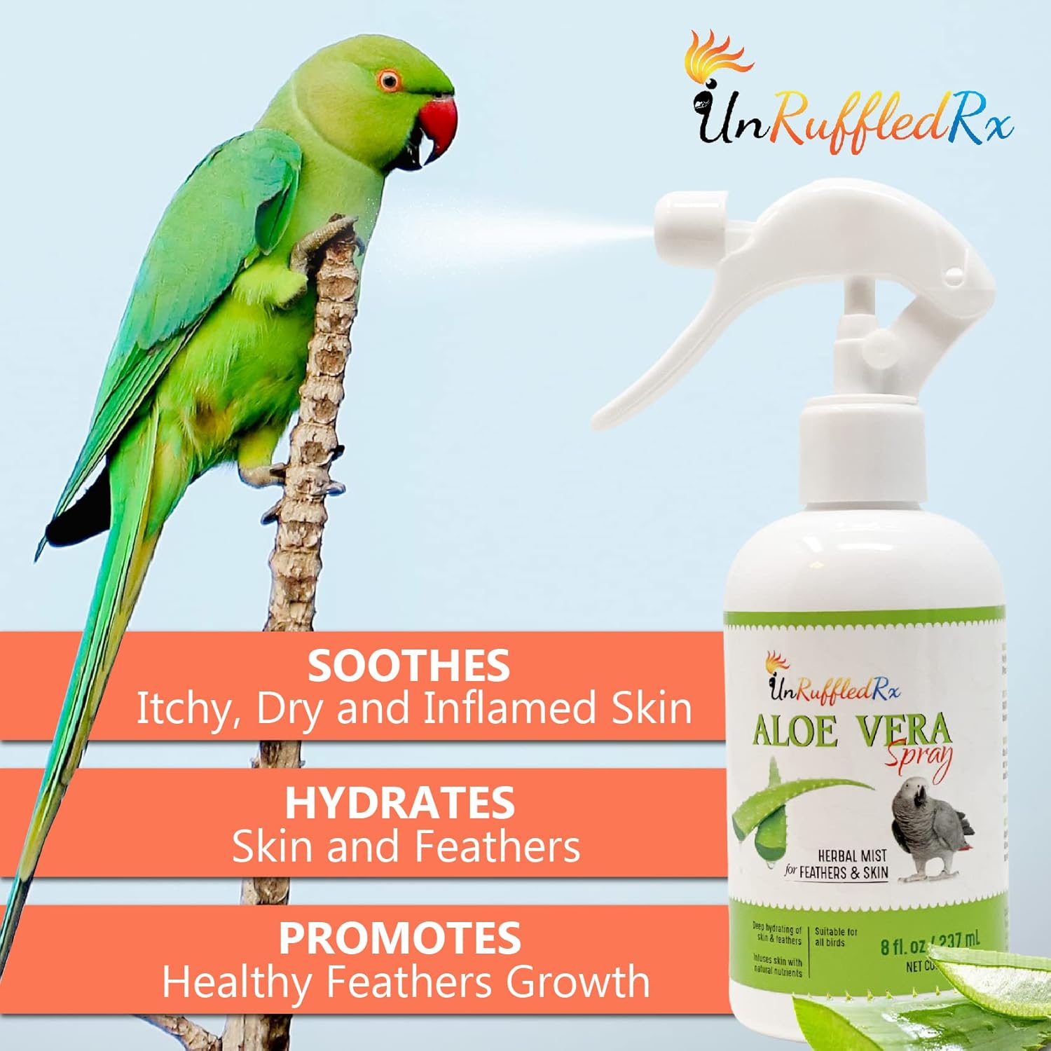 Aloe Vera Bird Bath Spray for Daily Care & Skin Health 8 Fl Oz - Soothe, Soften, and Protect Your Bird - Image 8